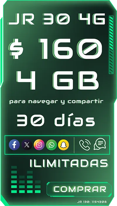Recargas JRmovil JR 30 4G